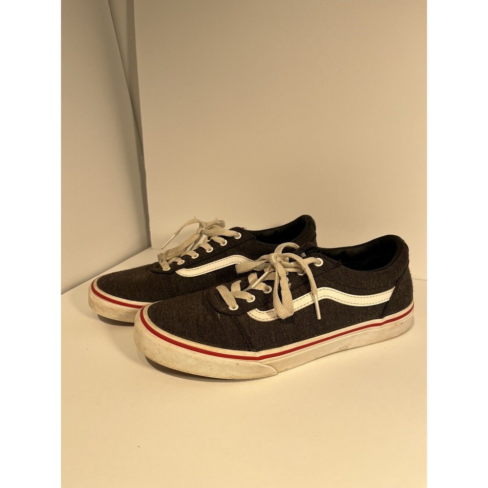 Vans Youth Deck Shoes Sneakers Off The Walls Dark Gray Size 5.5 Lace-Up